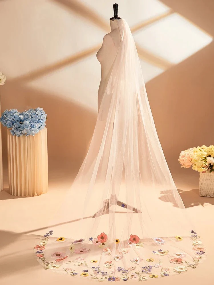 Amara | Coloured Flower Veil - Image 5