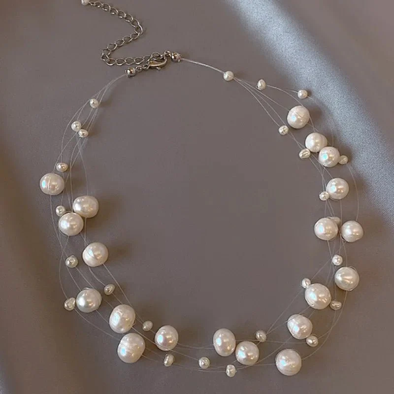 Audrey | Floating Pearl Tiered Necklace - Image 3