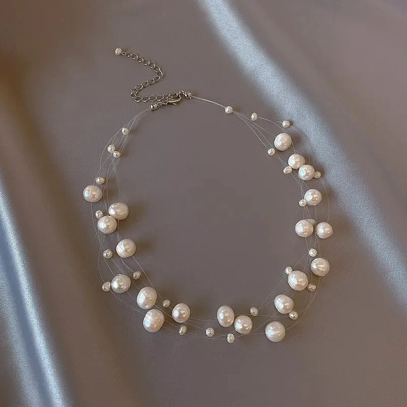 Audrey | Floating Pearl Tiered Necklace - Image 5