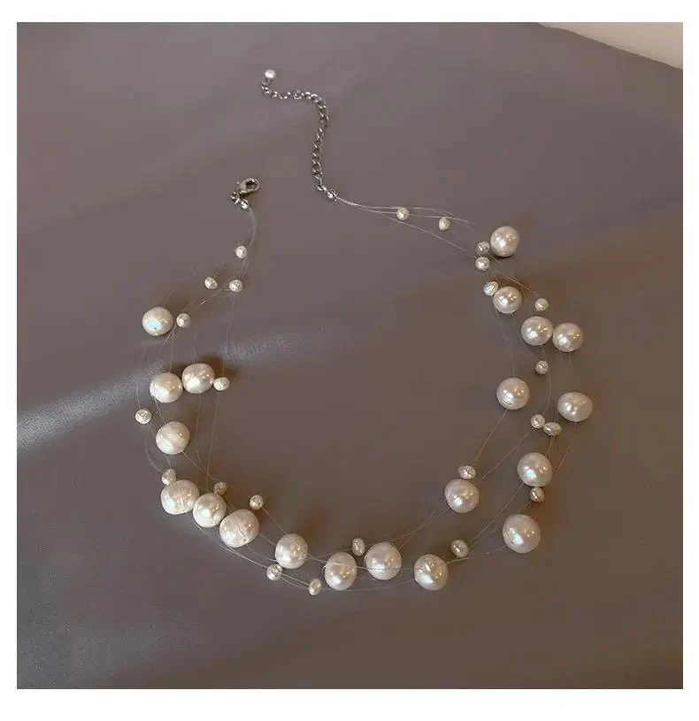 Audrey | Floating Pearl Tiered Necklace - Image 6