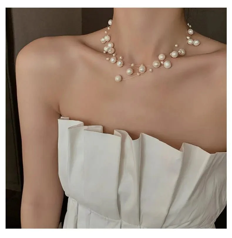 Audrey | Floating Pearl Tiered Necklace - Image 7