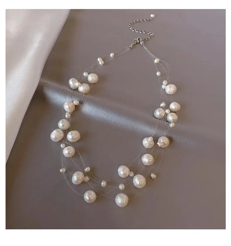 Audrey | Floating Pearl Tiered Necklace - Image 8