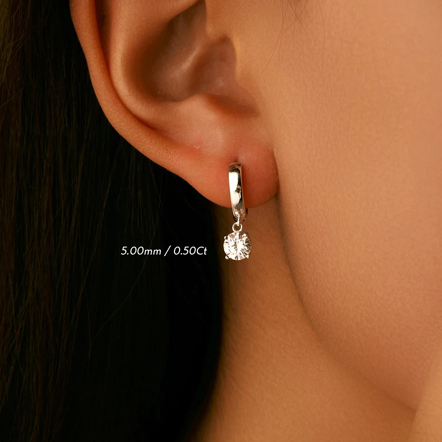 June | Moissanite Drop Hoop Earrings - Image 3