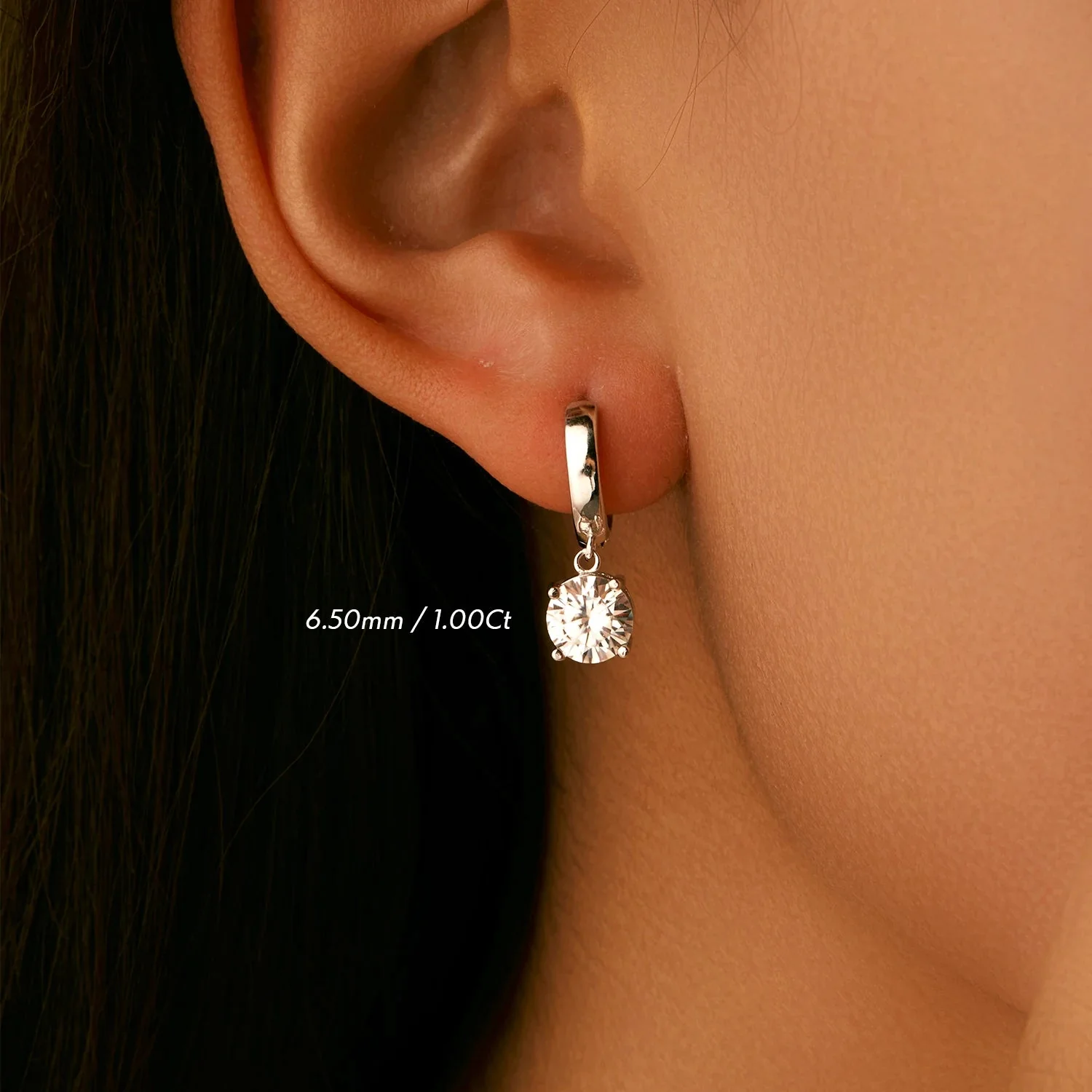 June | Moissanite Drop Hoop Earrings - Image 4