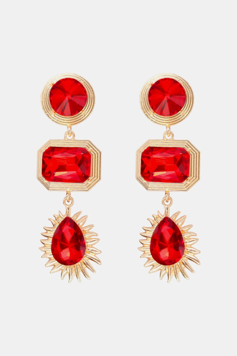 Lena | 3-tier Geometric Drop Stud Earrings - Image 12