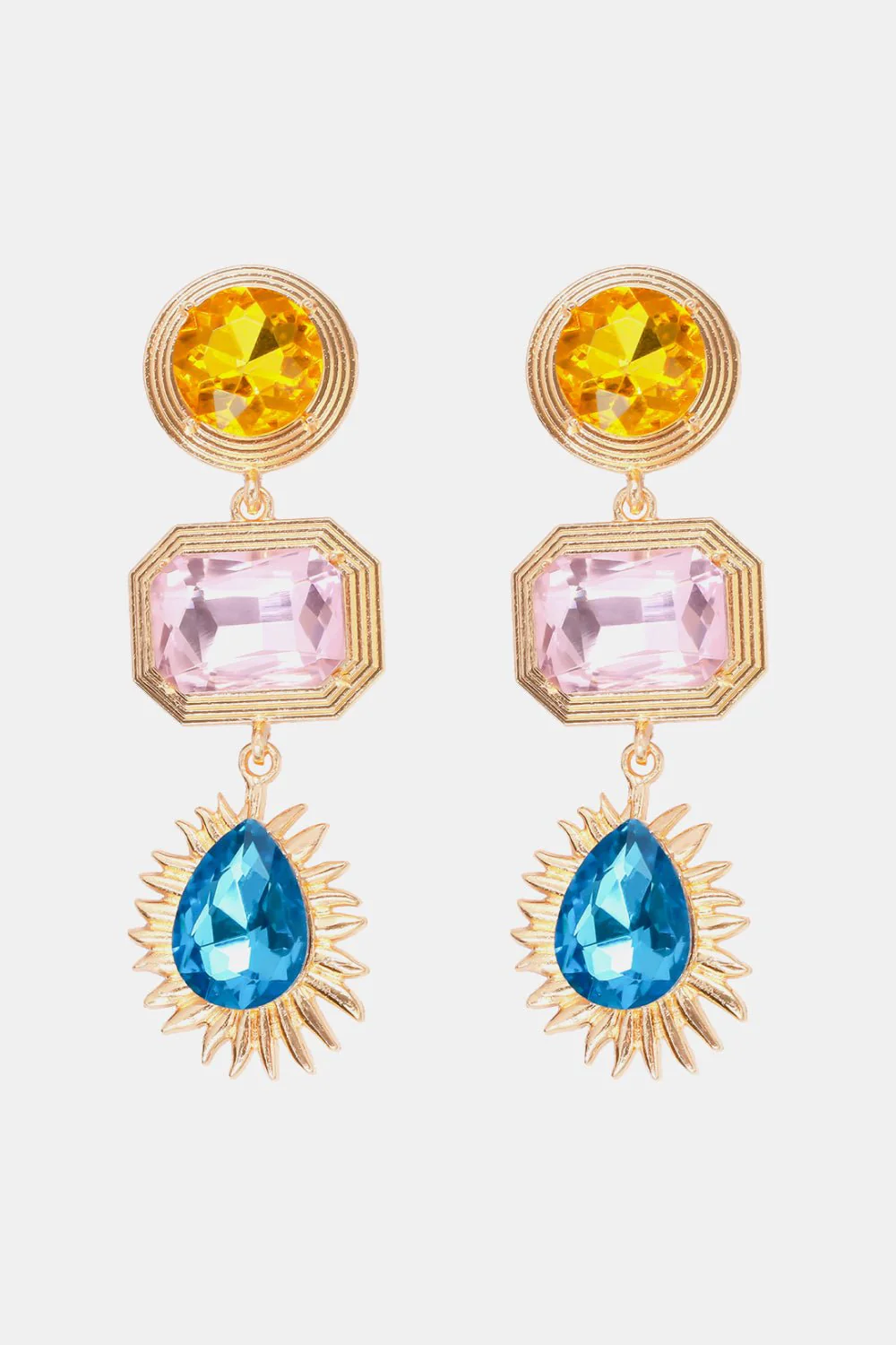 Lena | 3-tier Geometric Drop Stud Earrings - Image 3