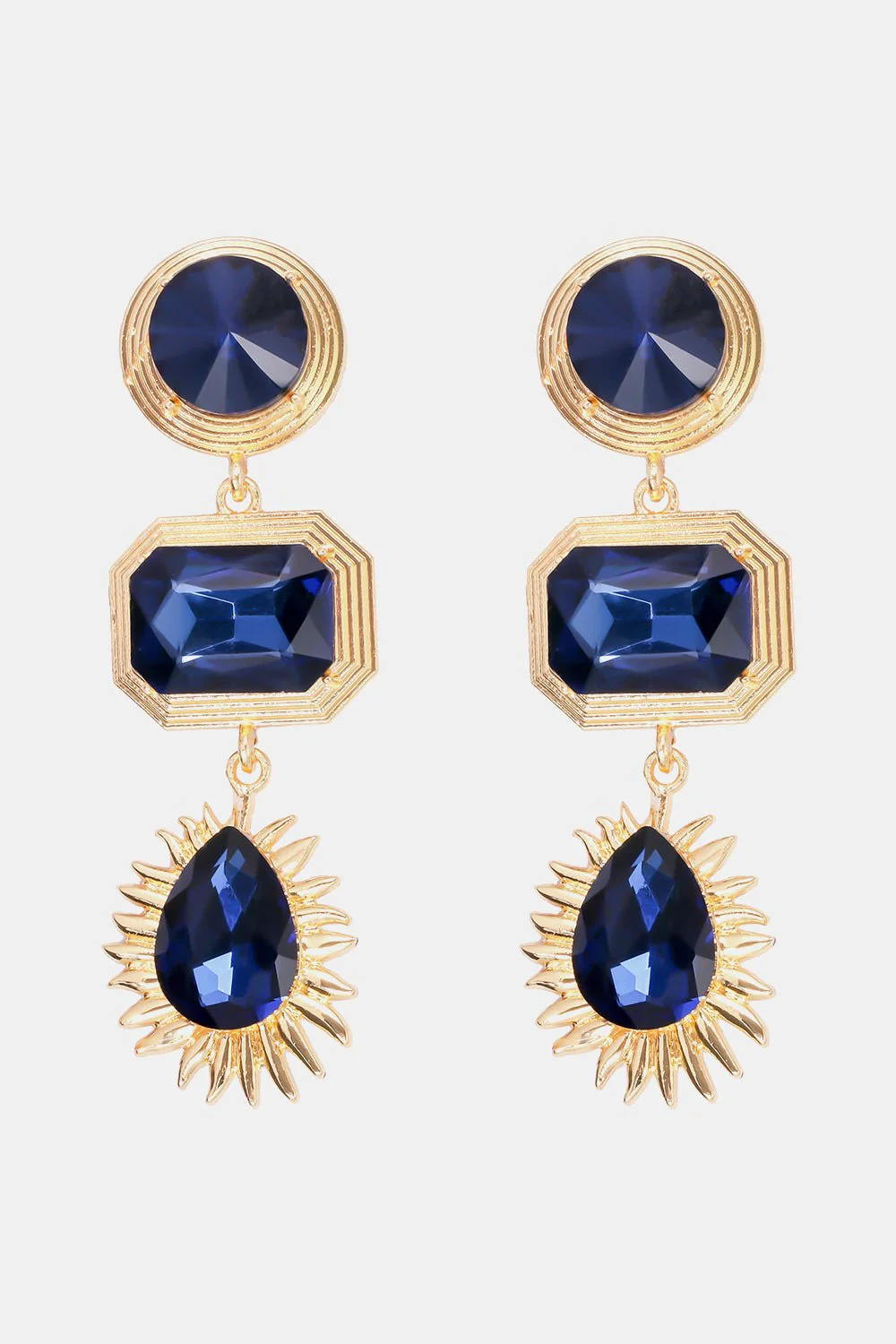 Lena | 3-tier Geometric Drop Stud Earrings - Image 6