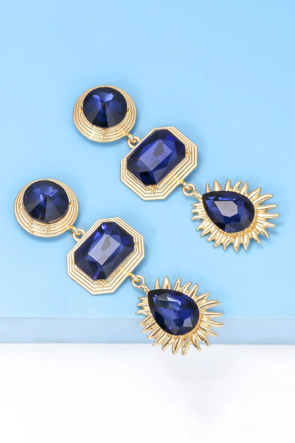 Lena | 3-tier Geometric Drop Stud Earrings - Image 8