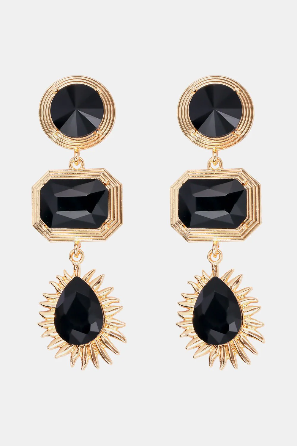 Lena | 3-tier Geometric Drop Stud Earrings - Image 9