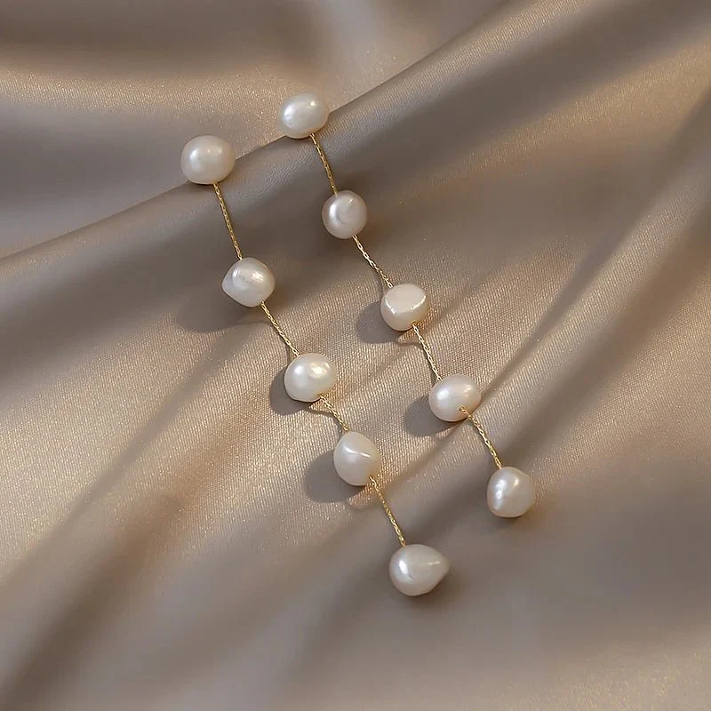 Lois | Pearl Dangle Stud Earrings - Image 3