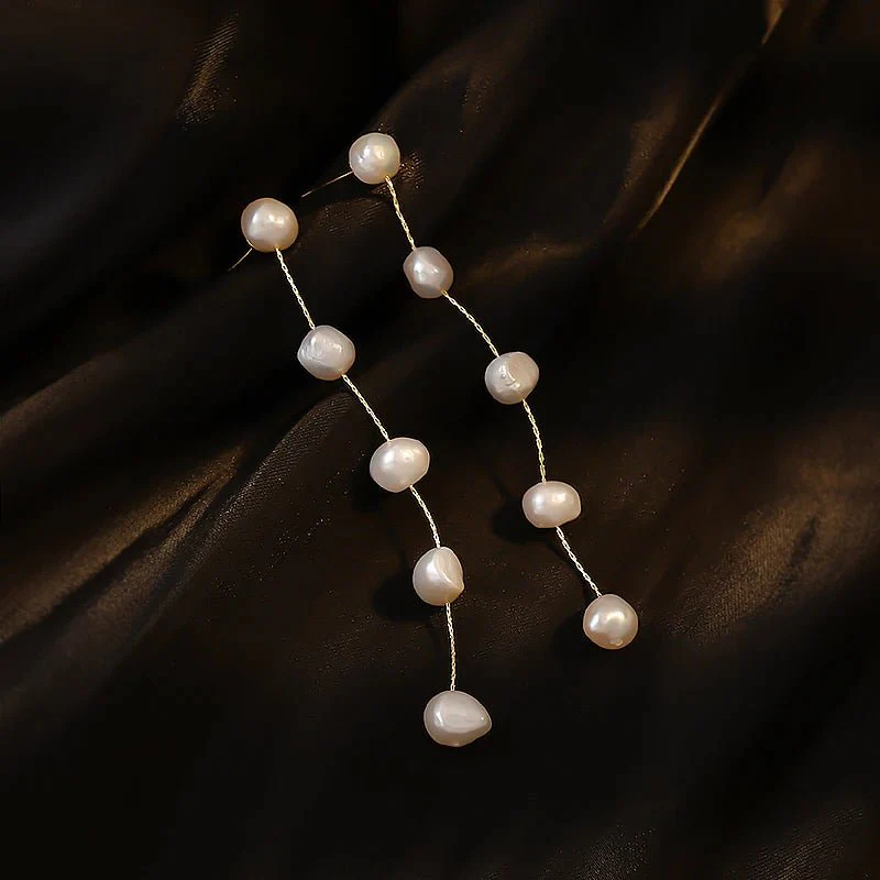 Lois | Pearl Dangle Stud Earrings - Image 5