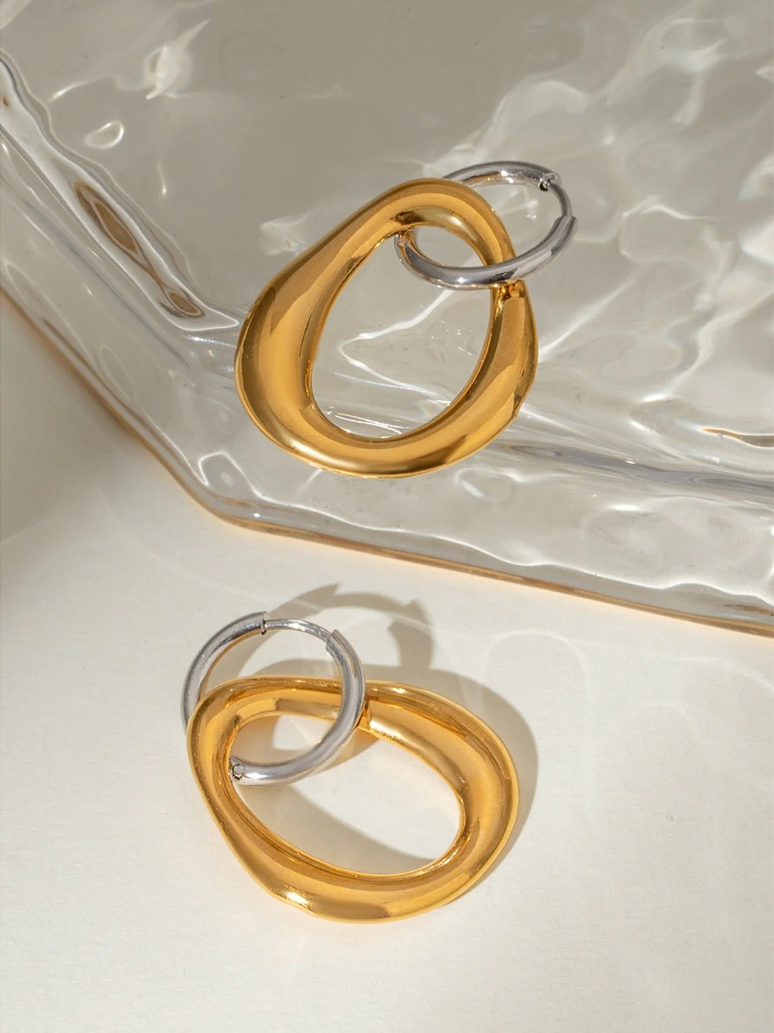Megan | Two-Tone Hoop Drop Earrings - Image 6