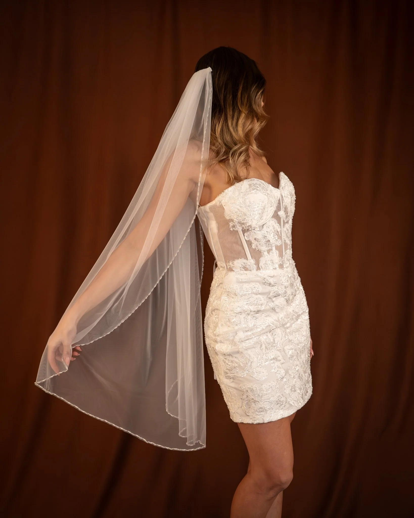 Simone | Pearl Sequin Edge Veil - Image 3