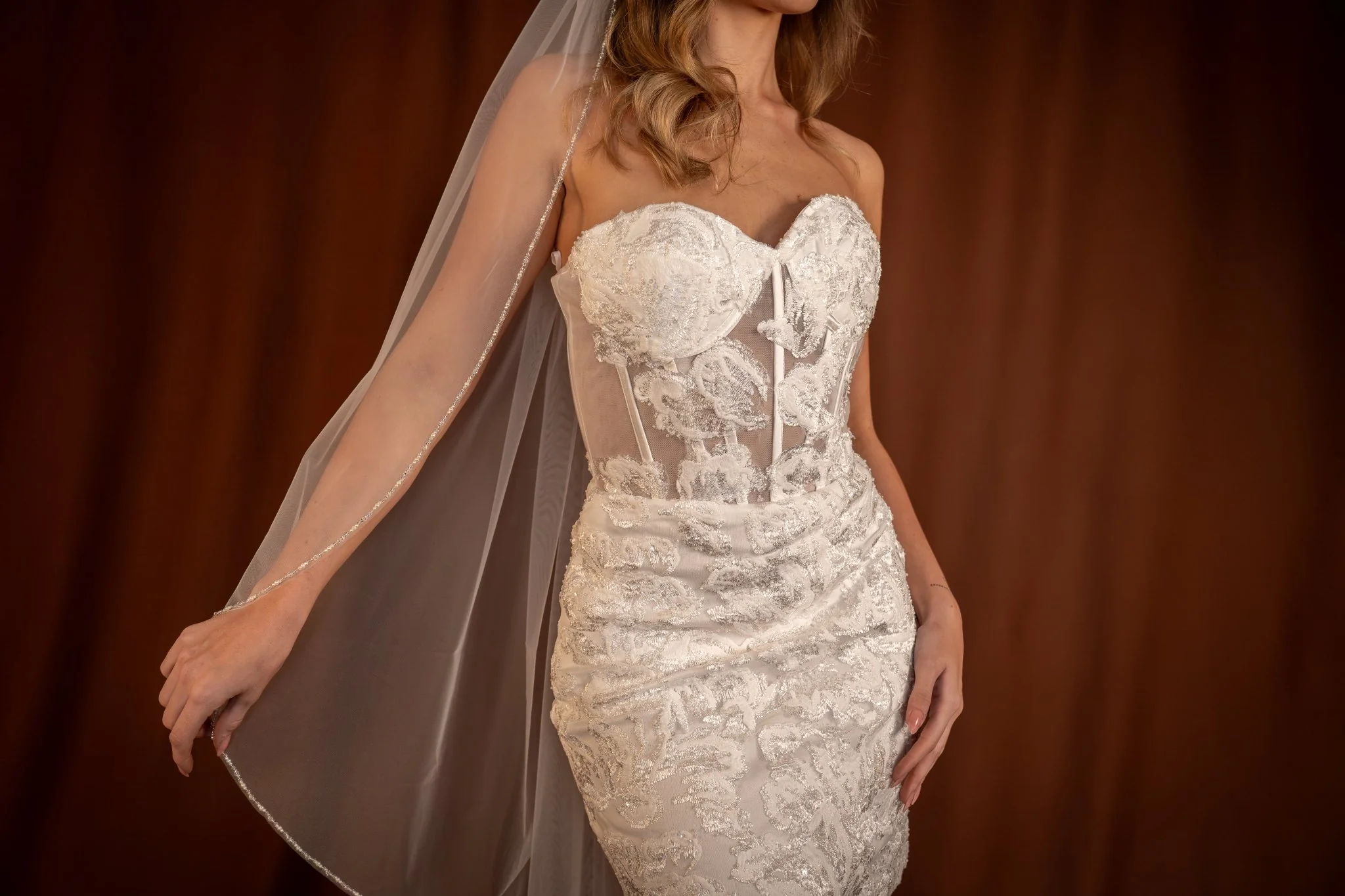 Simone | Pearl Sequin Edge Veil - Image 5